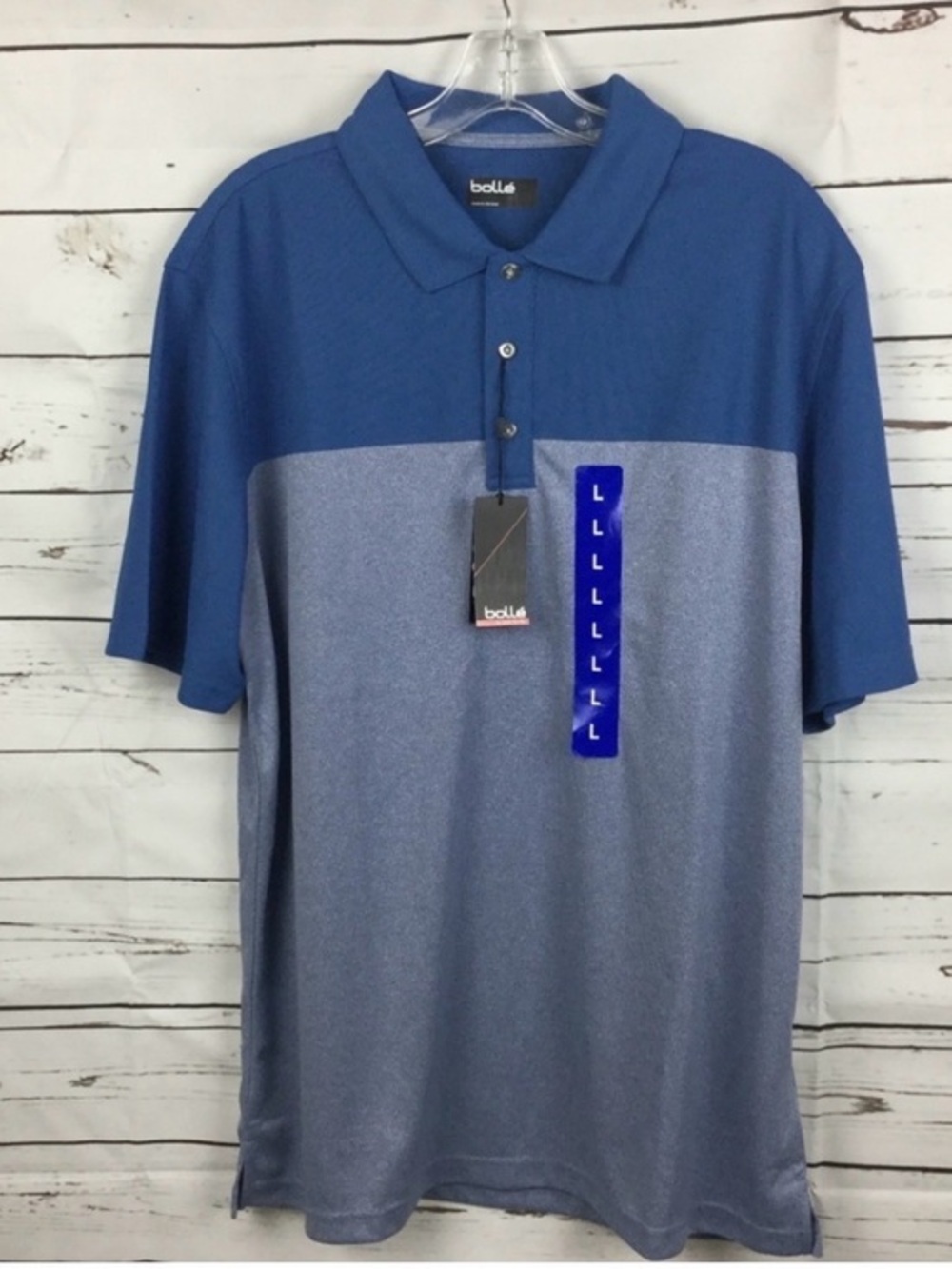 bolle Men's Dual-Tone Royal and Heather Blue Polo- SIZE MEDIUM